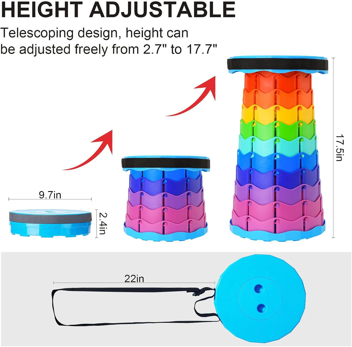 Collapsible Stool, Foldable Portable Stool for Adults, Black