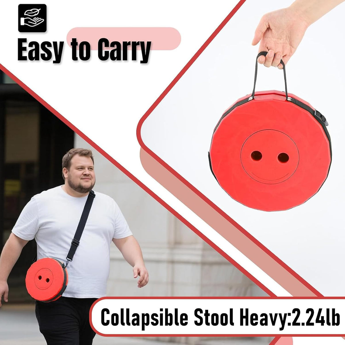 Collapsible Stool, Foldable Portable Stool for Adults, Black