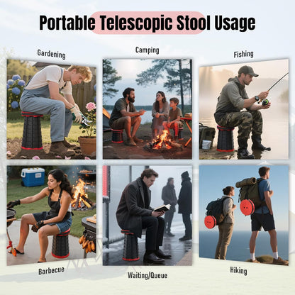 Collapsible Stool, Foldable Portable Stool for Adults, Black