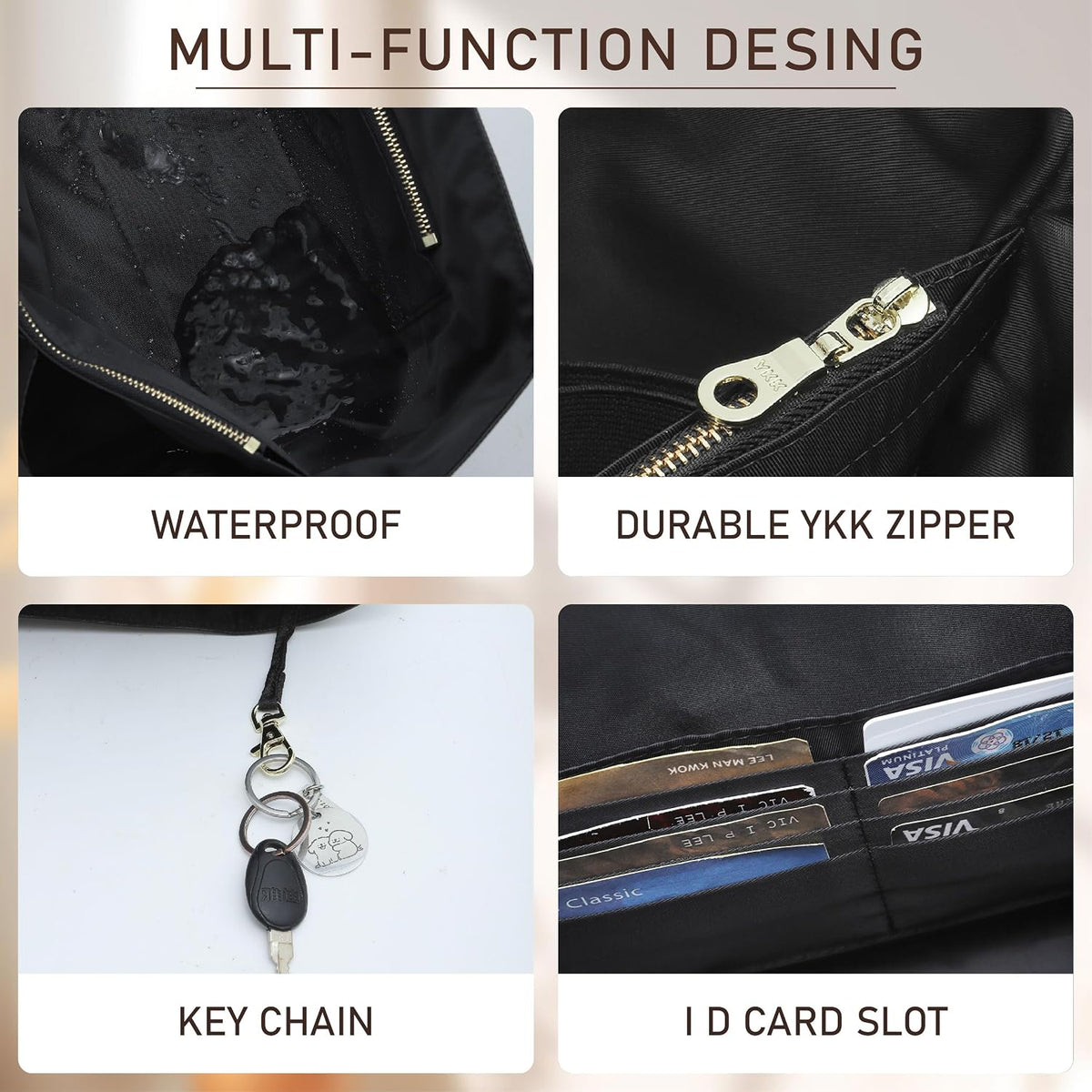 Long Champ Organizer Insert, Bag Organizer Insert for le pliage Large and More, Lightweight Waterproof DupontPaper, Keeps Handbags Shaped & Neat, 6 Compartments, 4 Size (Black, L)