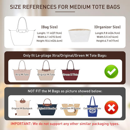 Long Champ Organizer Insert, Bag Organizer Insert for le pliage Large and More, Lightweight Waterproof DupontPaper, Keeps Handbags Shaped & Neat, 6 Compartments, 4 Size (Black, L)