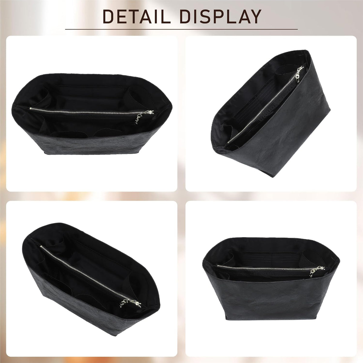 Long Champ Organizer Insert, Bag Organizer Insert for le pliage Large and More, Lightweight Waterproof DupontPaper, Keeps Handbags Shaped & Neat, 6 Compartments, 4 Size (Black, L)