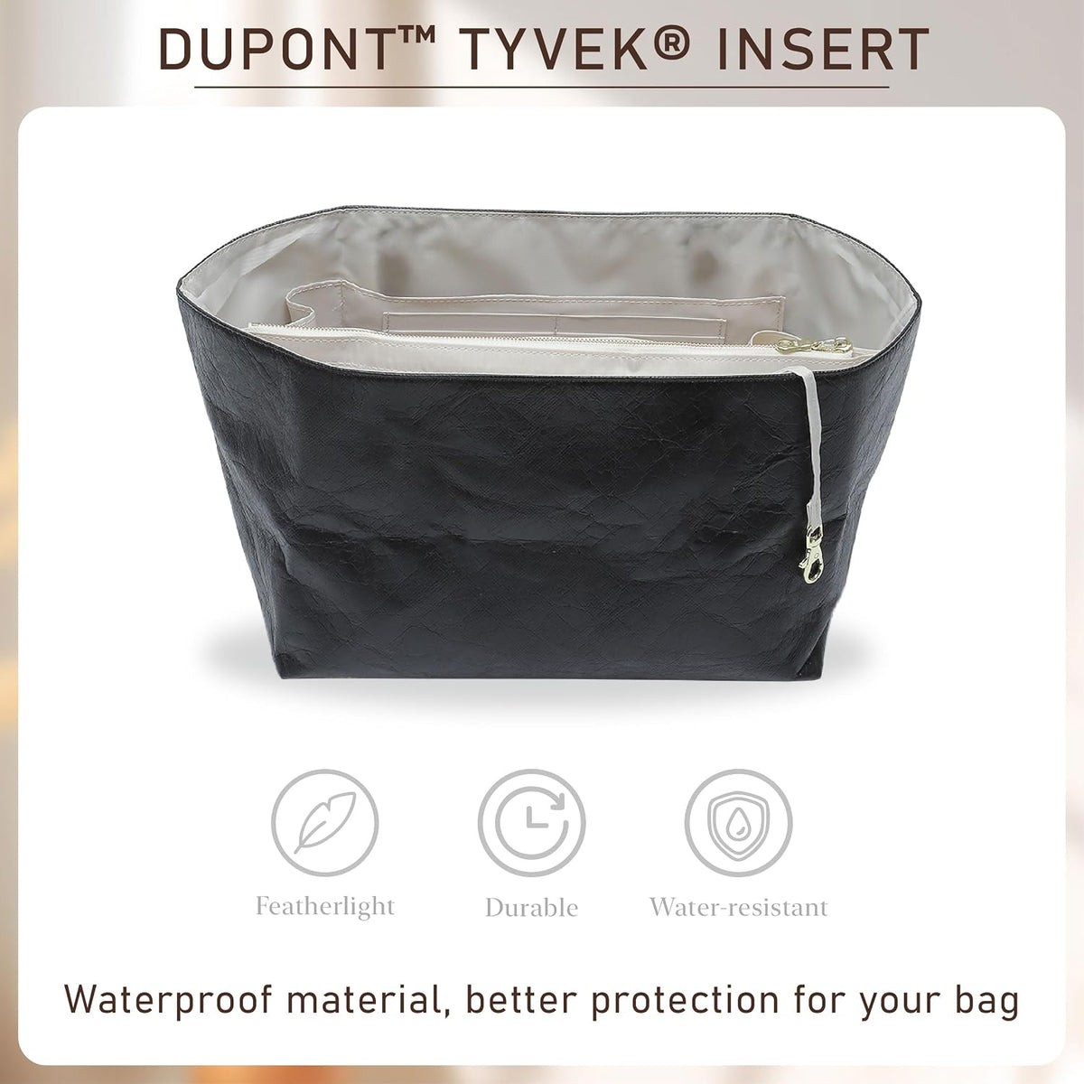 Long Champ Organizer Insert, Bag Organizer Insert for le pliage Large and More, Lightweight Waterproof DupontPaper, Keeps Handbags Shaped & Neat, 6 Compartments, 4 Size (Black, L)