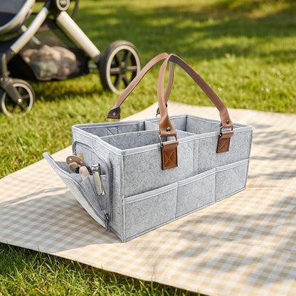 Baby Diaper Caddy Organizer, Nursery Storage Bin and Car Organizer for Diapers and Baby Wipes