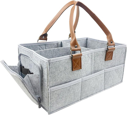 Baby Diaper Caddy Organizer, Nursery Storage Bin and Car Organizer for Diapers and Baby Wipes