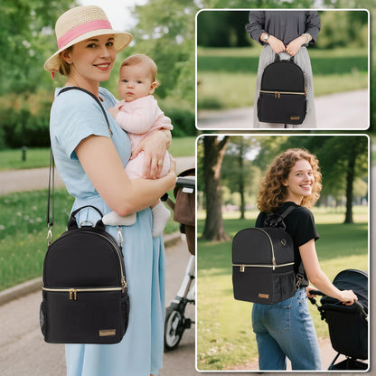 Breast Milk Cooler Travel Bag | Waterproof 2 in 1 Pump & Bottle Sections Insulated Baby Bottle Cooler Bag Backpack with 2 Ice Pack -Fit 6-9oz Bottles -Keeps Milk Fresh -for Working Moms & Daycare