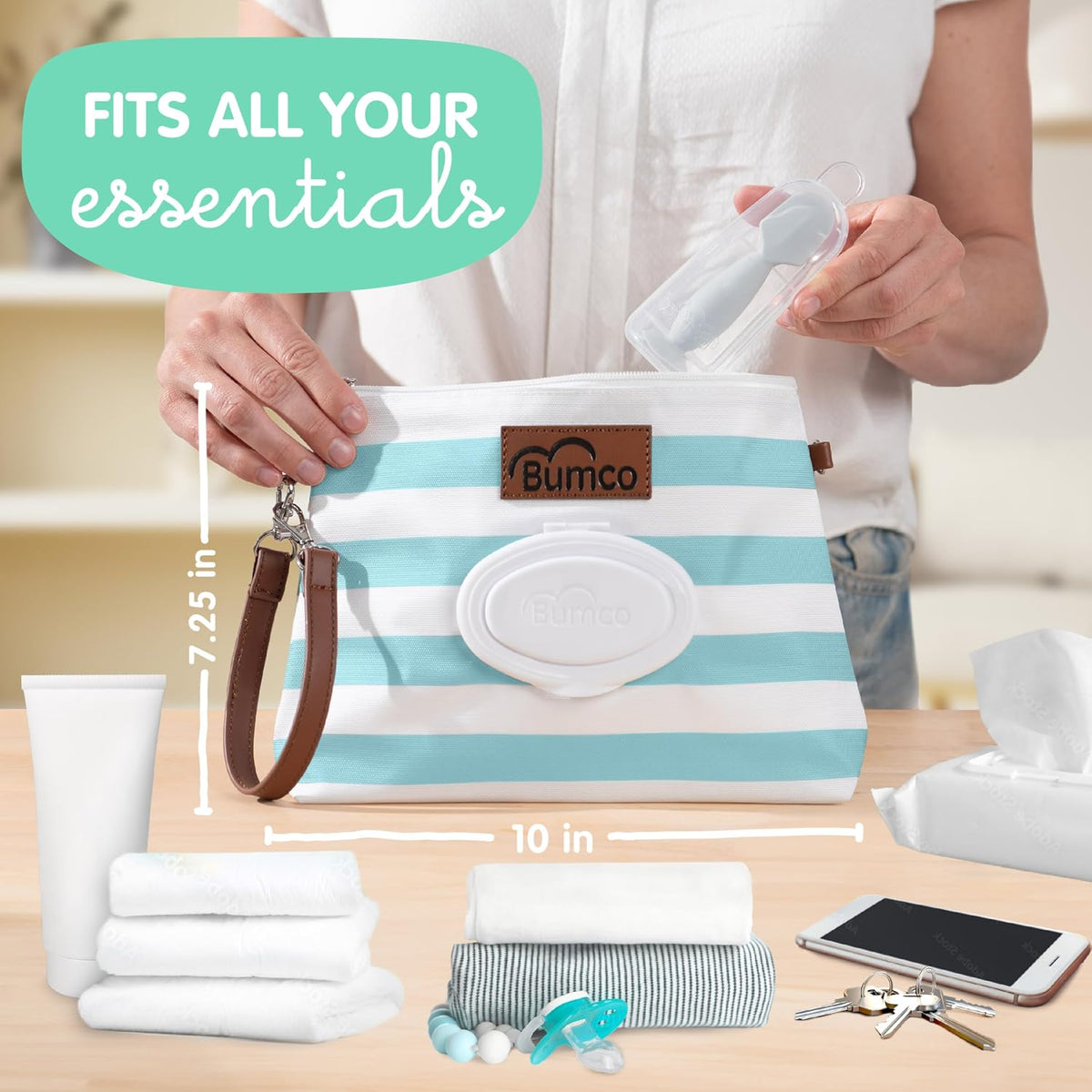 Portable Diaper Clutch Bag and Travel Diaper Cream Spatula Set