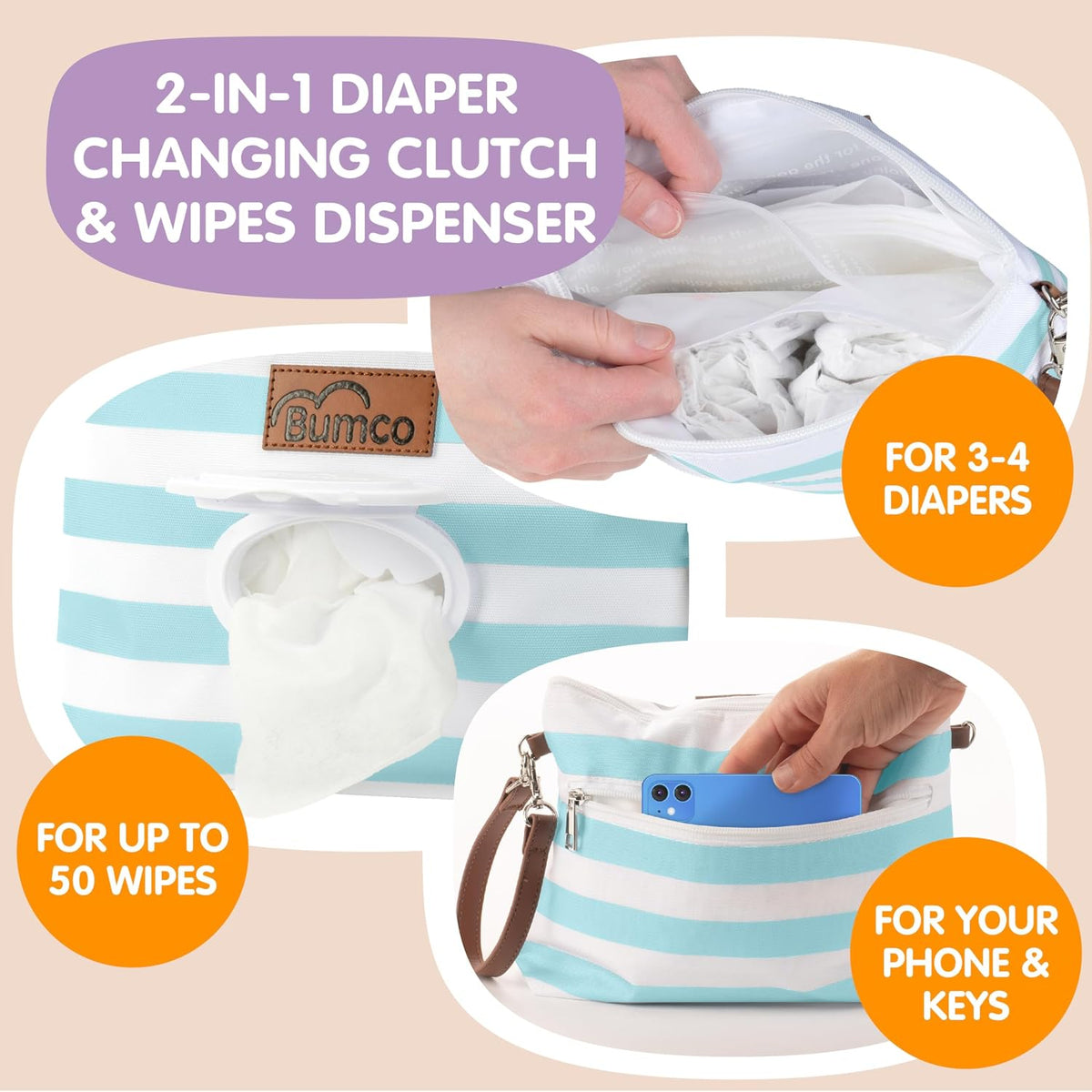 Portable Diaper Clutch Bag and Travel Diaper Cream Spatula Set