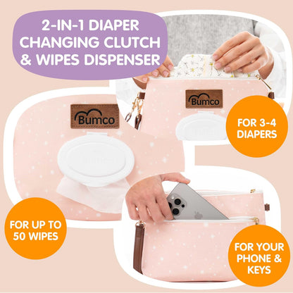 Portable Diaper Clutch Bag and Travel Diaper Cream Spatula Set
