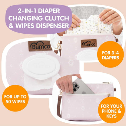 Portable Diaper Clutch Bag and Travel Diaper Cream Spatula Set