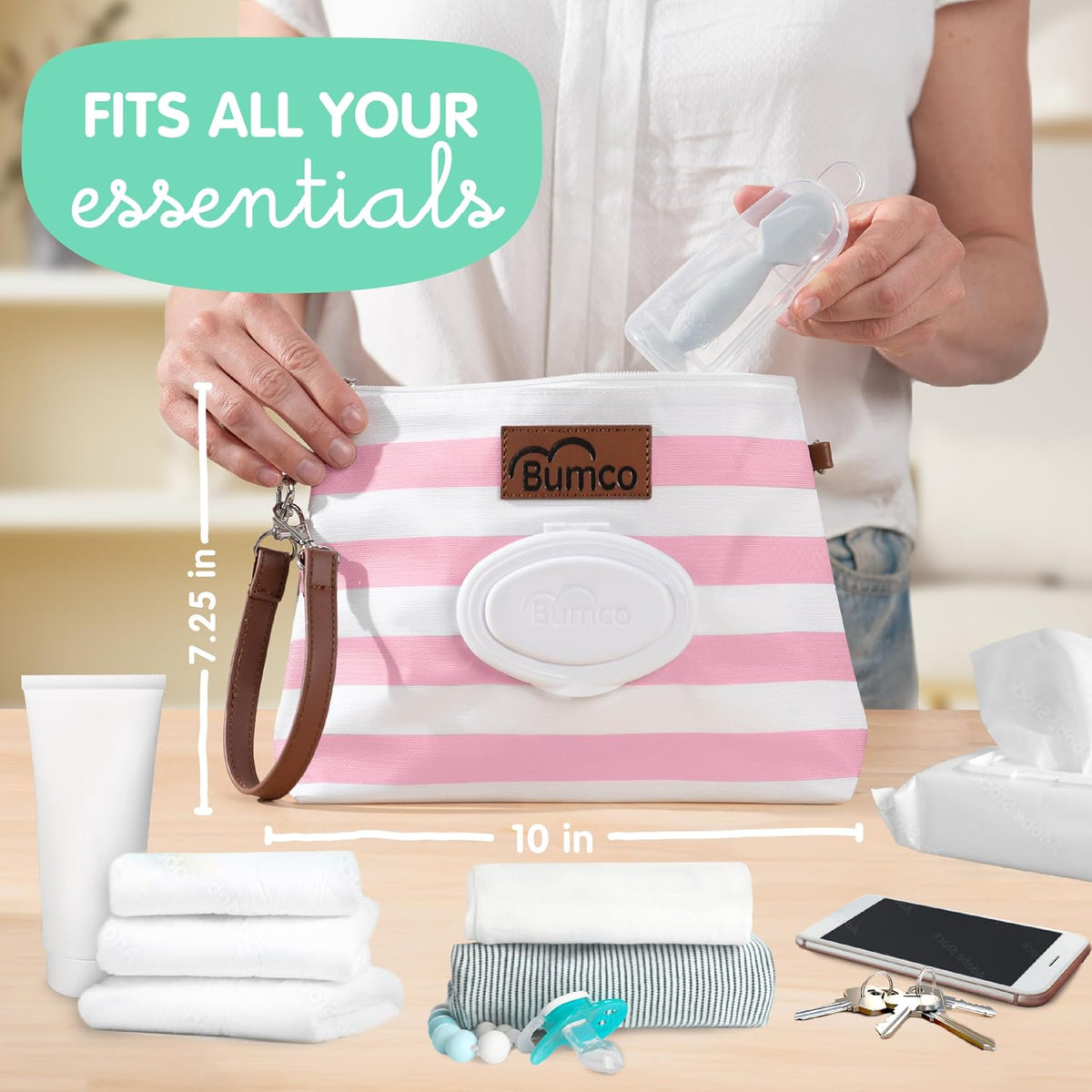 Portable Diaper Clutch Bag and Travel Diaper Cream Spatula Set
