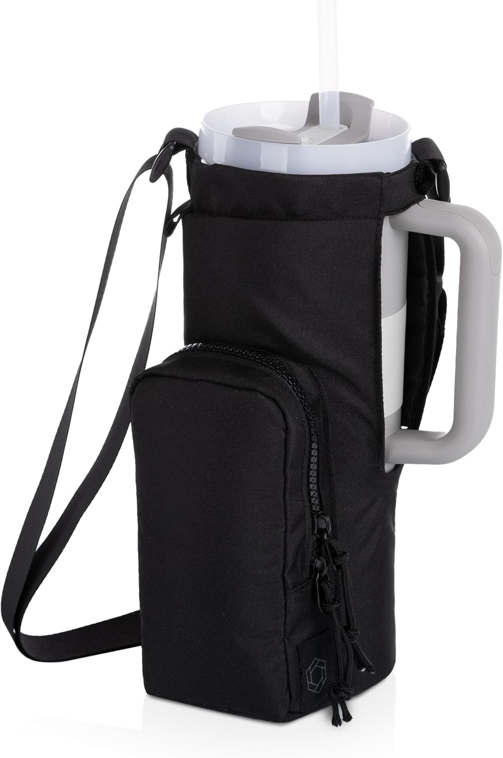 PICNIC TIME Eclipse 40 oz Tumber Tote, Drink Carrier Crossbody Bag, Water Bottle Holder with Shoulder Strap and Phone Pocket, (Gray)