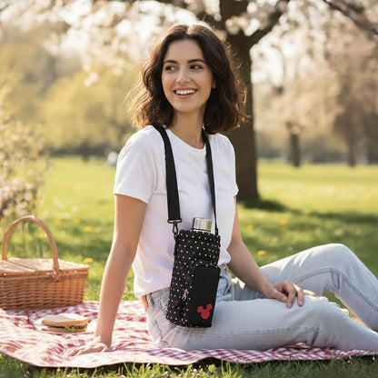 PICNIC TIME Eclipse 40 oz Tumber Tote, Drink Carrier Crossbody Bag, Water Bottle Holder with Shoulder Strap and Phone Pocket, (Gray)