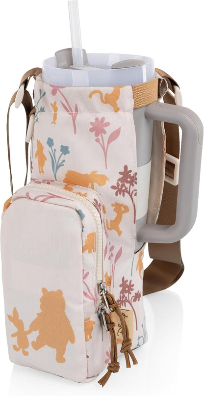 PICNIC TIME Eclipse 40 oz Tumber Tote, Drink Carrier Crossbody Bag, Water Bottle Holder with Shoulder Strap and Phone Pocket, (Gray)