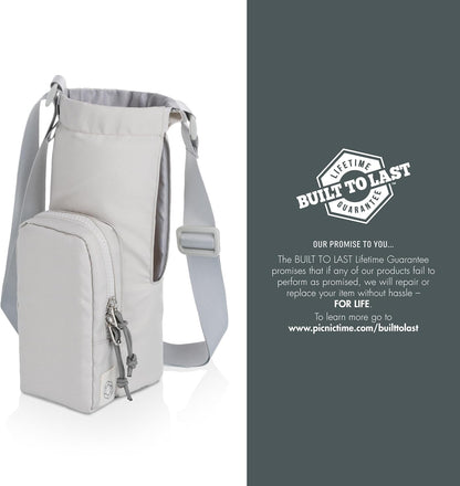 PICNIC TIME Eclipse 40 oz Tumber Tote, Drink Carrier Crossbody Bag, Water Bottle Holder with Shoulder Strap and Phone Pocket, (Gray)