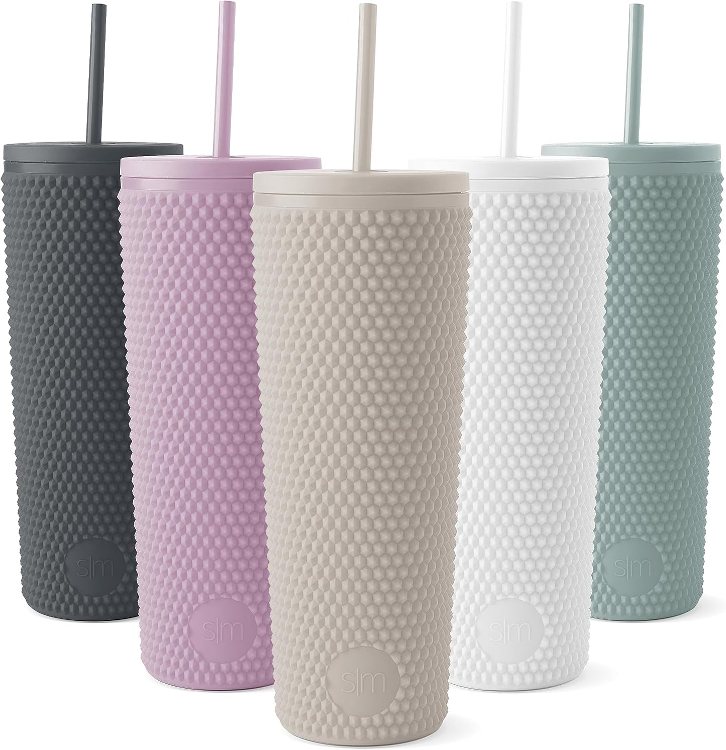 Textured Plastic Tumbler, Straw Lid | 24oz | Pink | Classic Reusable Plastic Cup, Double Wall Insulated | BPA Free Cupholder Friendly Smoothie & Iced Coffee Cup, Raspberry Vibes