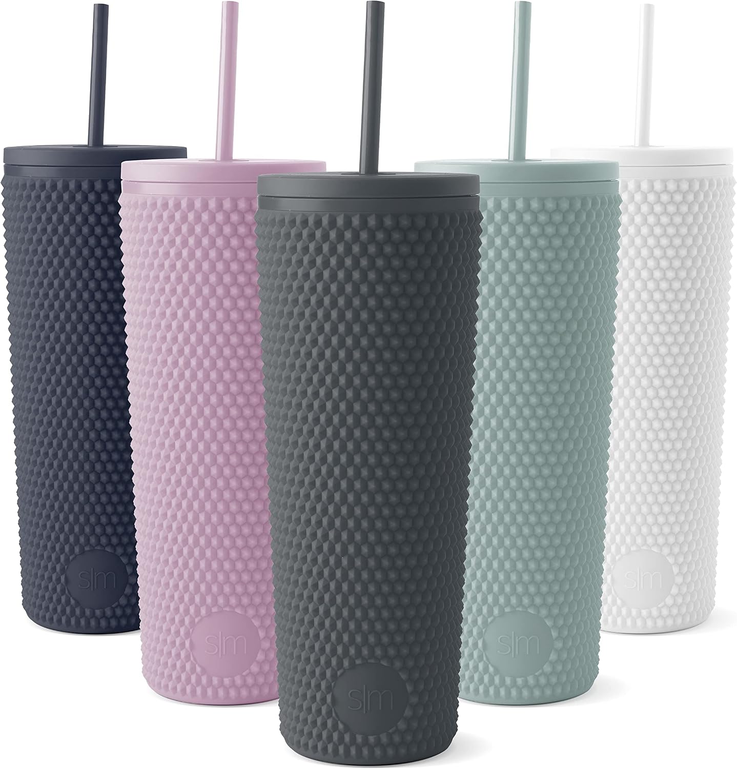 Textured Plastic Tumbler, Straw Lid | 24oz | Pink | Classic Reusable Plastic Cup, Double Wall Insulated | BPA Free Cupholder Friendly Smoothie & Iced Coffee Cup, Raspberry Vibes