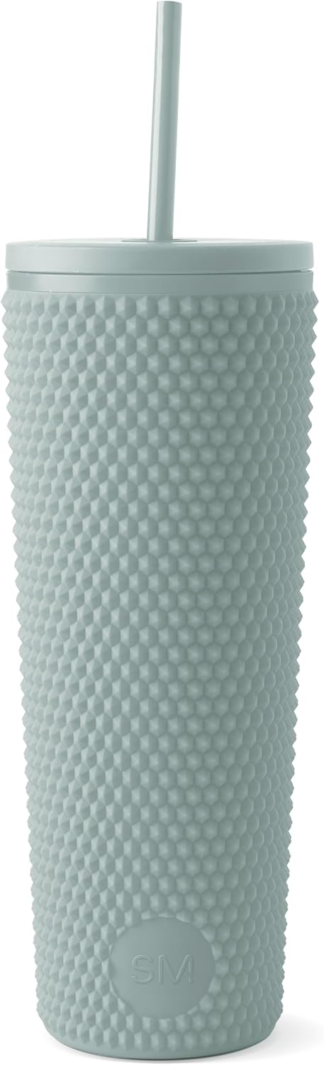 Textured Plastic Tumbler, Straw Lid | 24oz | Pink | Classic Reusable Plastic Cup, Double Wall Insulated | BPA Free Cupholder Friendly Smoothie & Iced Coffee Cup, Raspberry Vibes