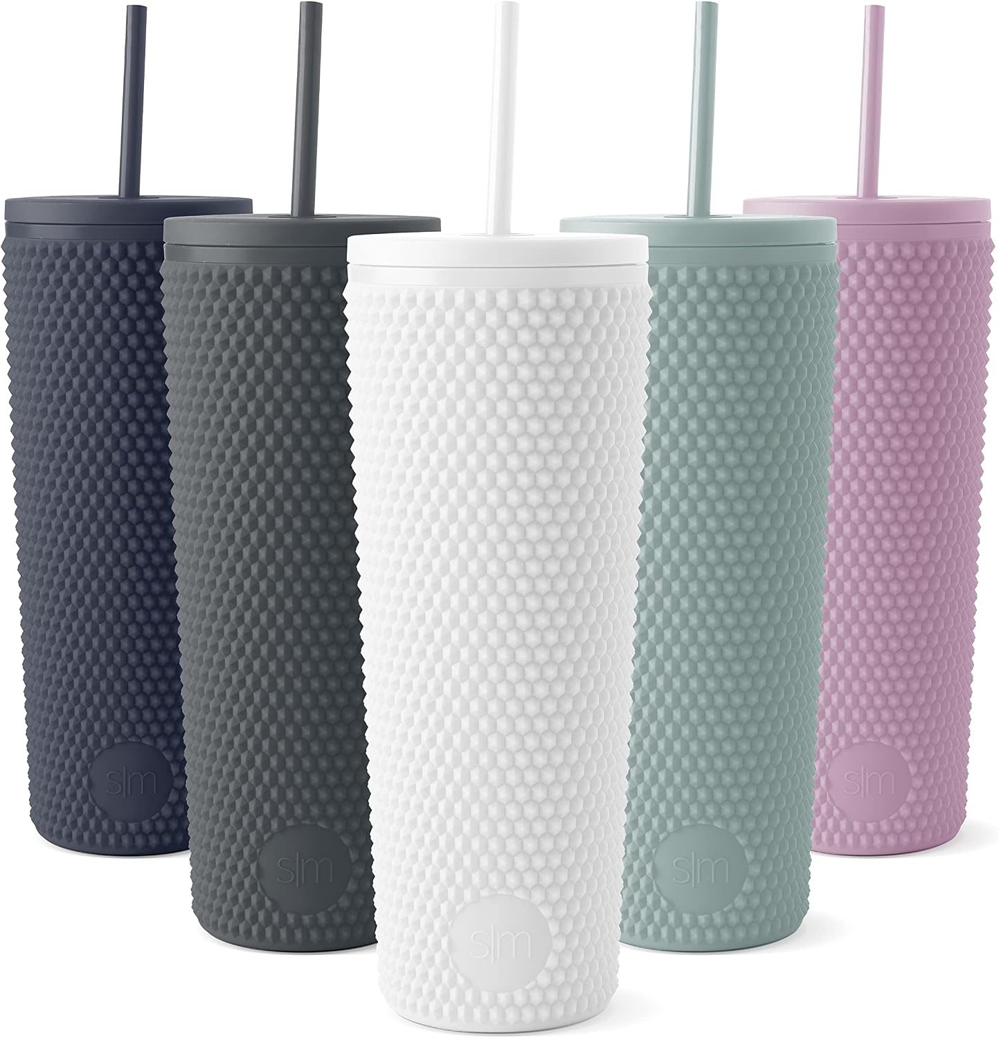 Textured Plastic Tumbler, Straw Lid | 24oz | Pink | Classic Reusable Plastic Cup, Double Wall Insulated | BPA Free Cupholder Friendly Smoothie & Iced Coffee Cup, Raspberry Vibes