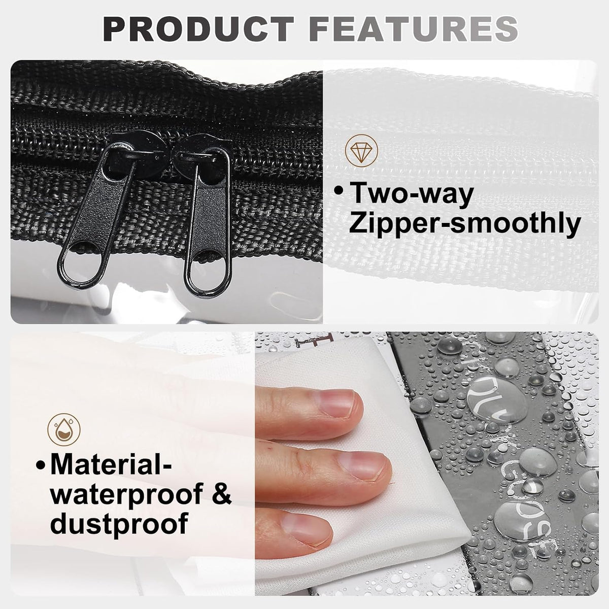 15x9.5x12.6in Clear Storage Bags, Plastic Storage Bags Clear Small Zippered Organizers Foldable Closet Bed Sheet Organizer Cube with Zipper Handles for Book Clothes Yarn,L, Blue