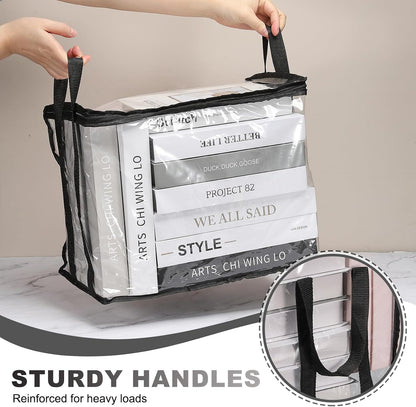 15x9.5x12.6in Clear Storage Bags, Plastic Storage Bags Clear Small Zippered Organizers Foldable Closet Bed Sheet Organizer Cube with Zipper Handles for Book Clothes Yarn,L, Blue