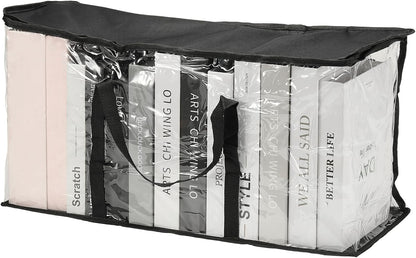 15x9.5x12.6in Clear Storage Bags, Plastic Storage Bags Clear Small Zippered Organizers Foldable Closet Bed Sheet Organizer Cube with Zipper Handles for Book Clothes Yarn,L, Blue