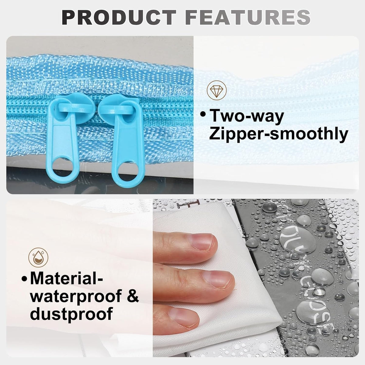 15x9.5x12.6in Clear Storage Bags, Plastic Storage Bags Clear Small Zippered Organizers Foldable Closet Bed Sheet Organizer Cube with Zipper Handles for Book Clothes Yarn,L, Blue