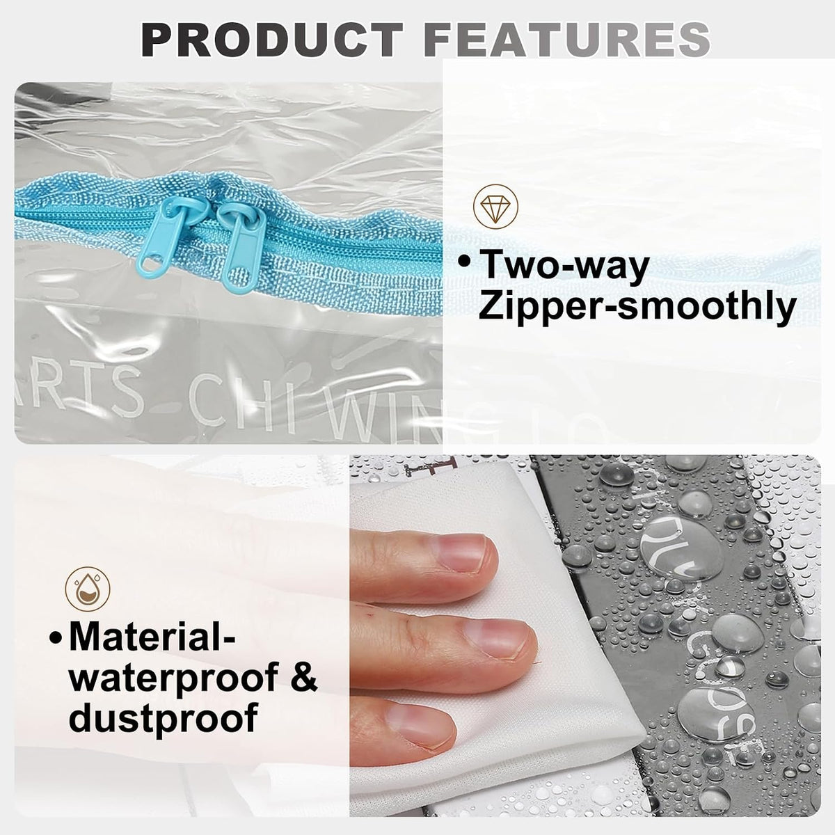 15x9.5x12.6in Clear Storage Bags, Plastic Storage Bags Clear Small Zippered Organizers Foldable Closet Bed Sheet Organizer Cube with Zipper Handles for Book Clothes Yarn,L, Blue