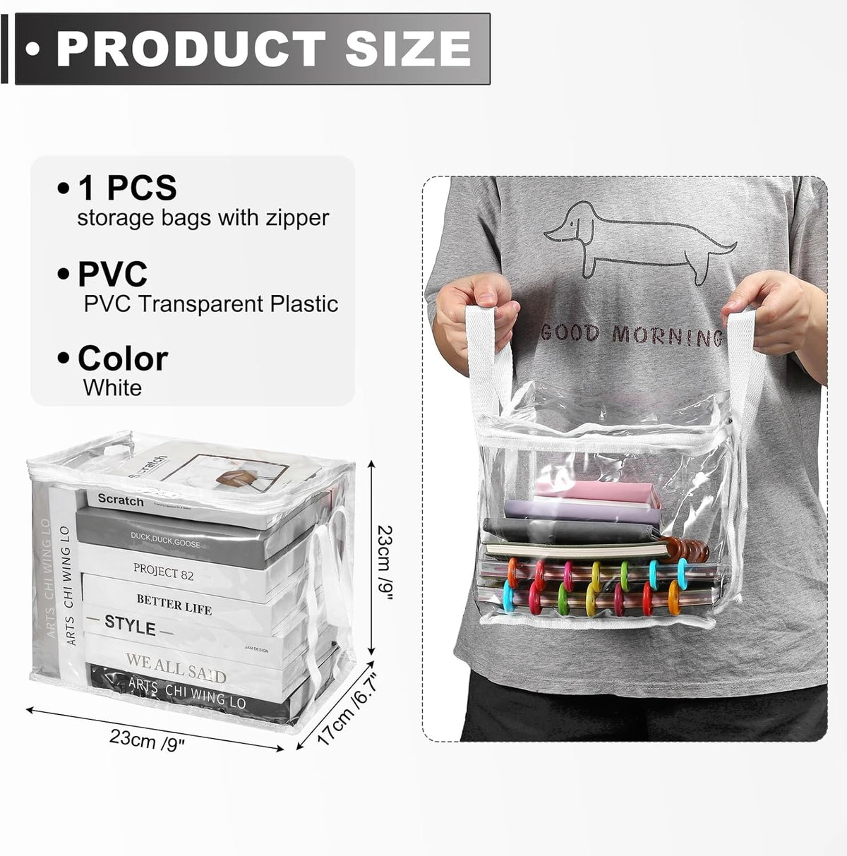 15x9.5x12.6in Clear Storage Bags, Plastic Storage Bags Clear Small Zippered Organizers Foldable Closet Bed Sheet Organizer Cube with Zipper Handles for Book Clothes Yarn,L, Blue