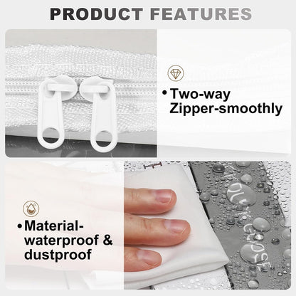 15x9.5x12.6in Clear Storage Bags, Plastic Storage Bags Clear Small Zippered Organizers Foldable Closet Bed Sheet Organizer Cube with Zipper Handles for Book Clothes Yarn,L, Blue