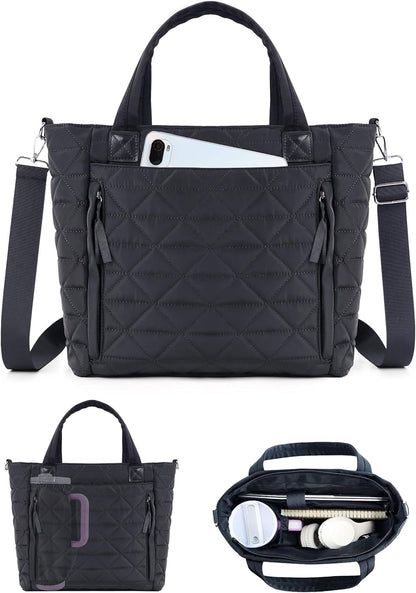 Womens Puffer Tote Bag Compatible with Stanley Cup, Quilted Bags Work College Travel Handbags Gifts for Women