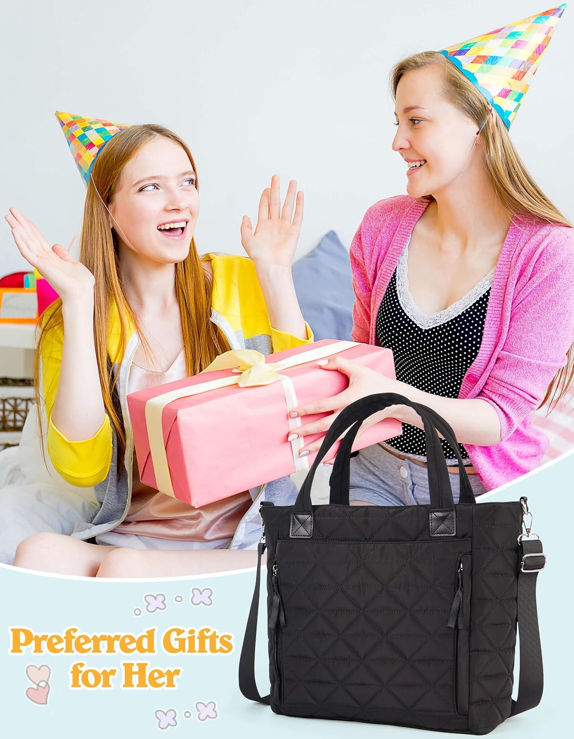 Womens Puffer Tote Bag Compatible with Stanley Cup, Quilted Bags Work College Travel Handbags Gifts for Women