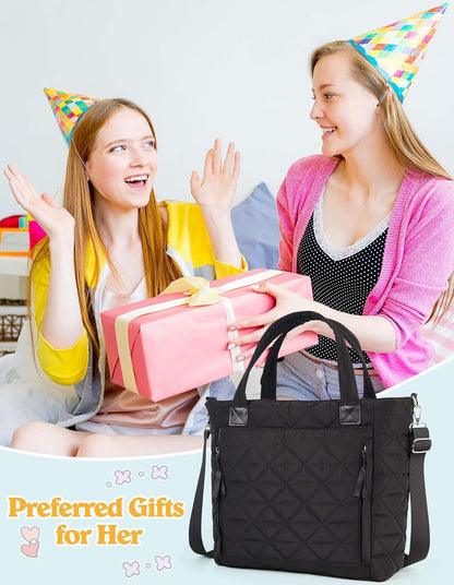 Womens Puffer Tote Bag Compatible with Stanley Cup, Quilted Bags Work College Travel Handbags Gifts for Women