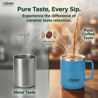 Coffee Mug Travel Mug Insulated 12 Oz | Ceramic Lined Travel Cup with Lid | Reusable Office Mug Double Wall Vacuum Eco-Friendly BPA-Free (Aqua)