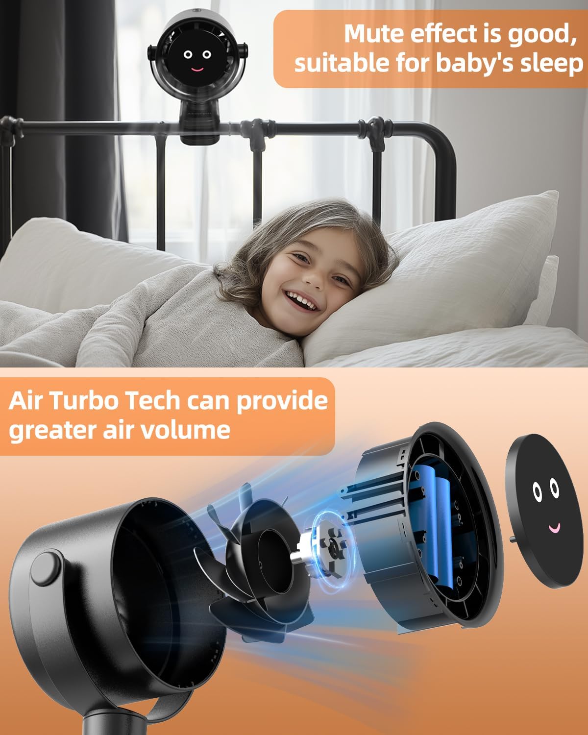 Clip on Fan for Bed, Portable Fan for Travel, 360° Rotate Battery Operated Personal Fan, Digital display, stroller fan with 5 Speeds, For Home Office Stroller Camping - Black