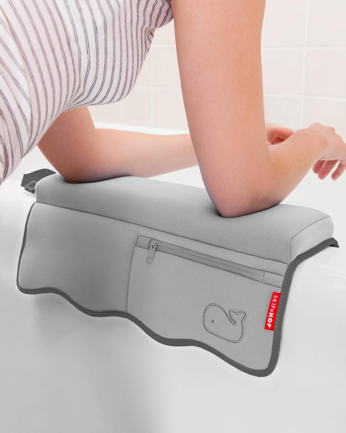 Baby Bath All-in-One Elbow Saver and Kneeler, Moby, Grey