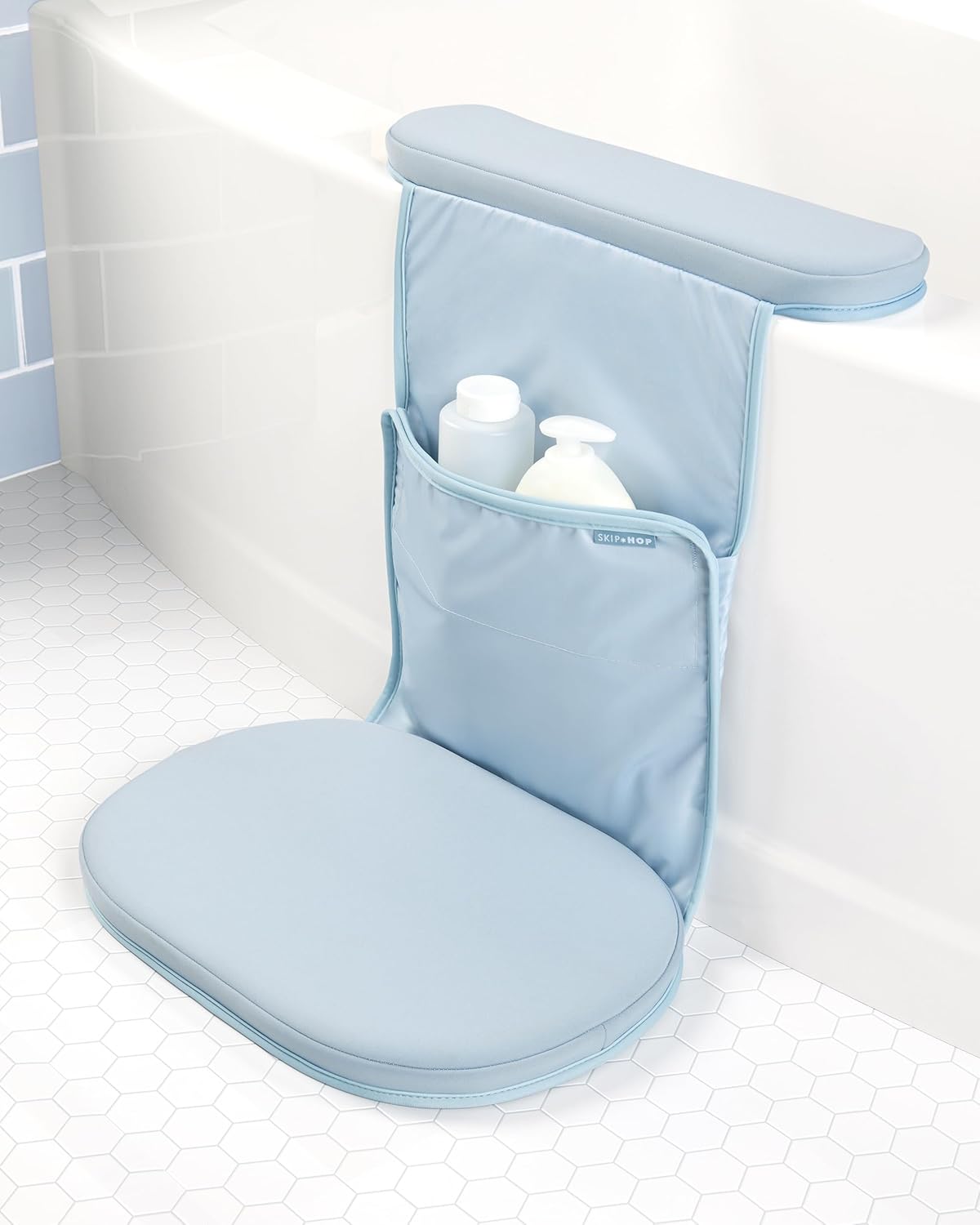 Baby Bath All-in-One Elbow Saver and Kneeler, Moby, Grey