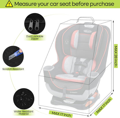 Padded Car Seat Travel Bag for Airplane, Heavy Duty Backpack for Air Travel, Water-Resistant Carrier with Shoulder Strap, Fits Most Car Seats (Black)