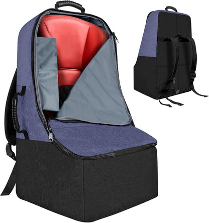 Padded Car Seat Travel Bag for Airplane, Heavy Duty Backpack for Air Travel, Water-Resistant Carrier with Shoulder Strap, Fits Most Car Seats (Black)