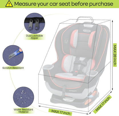 Padded Car Seat Travel Bag for Airplane, Heavy Duty Backpack for Air Travel, Water-Resistant Carrier with Shoulder Strap, Fits Most Car Seats (Black)