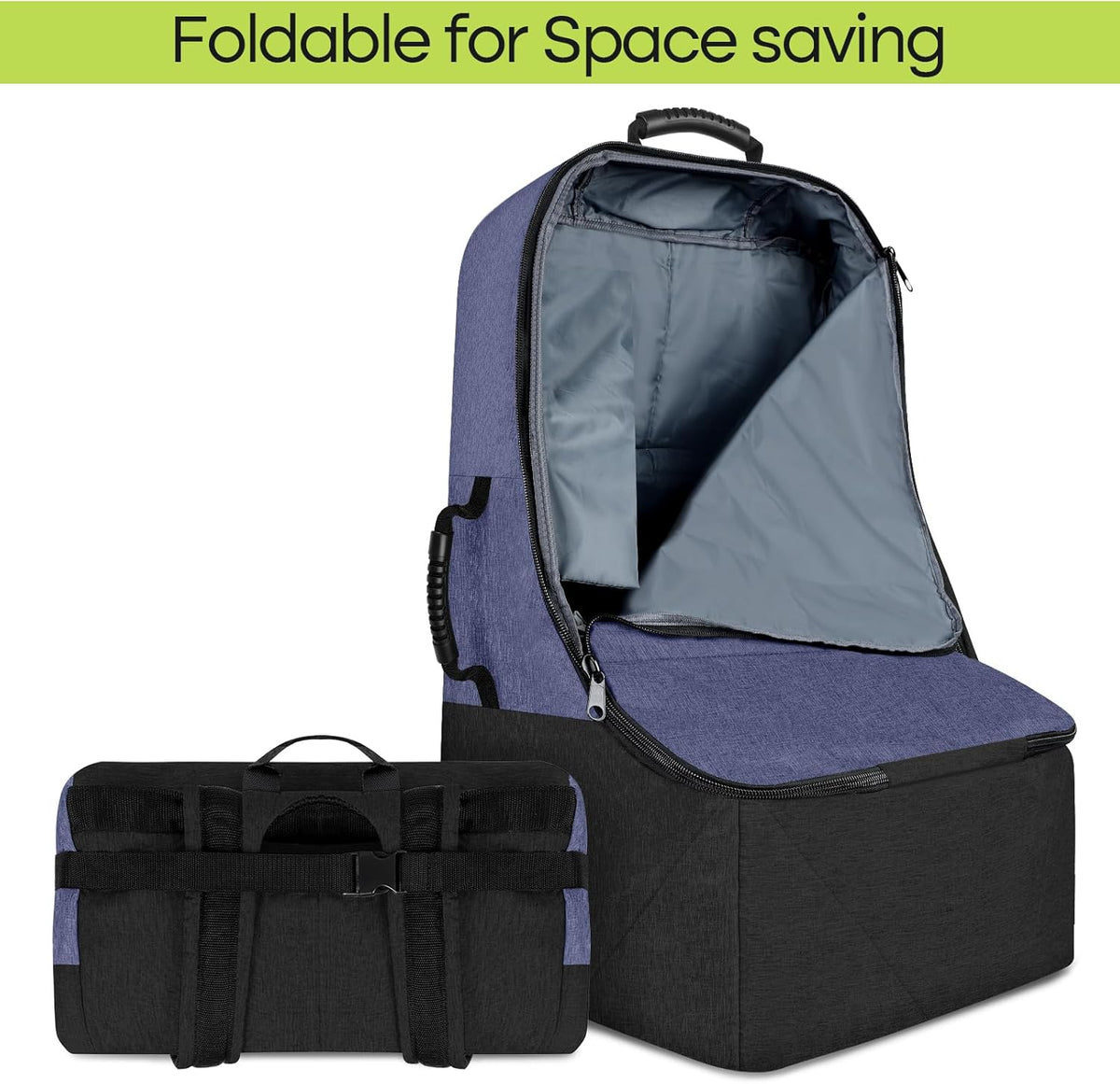 Padded Car Seat Travel Bag for Airplane, Heavy Duty Backpack for Air Travel, Water-Resistant Carrier with Shoulder Strap, Fits Most Car Seats (Black)