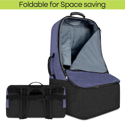 Padded Car Seat Travel Bag for Airplane, Heavy Duty Backpack for Air Travel, Water-Resistant Carrier with Shoulder Strap, Fits Most Car Seats (Black)