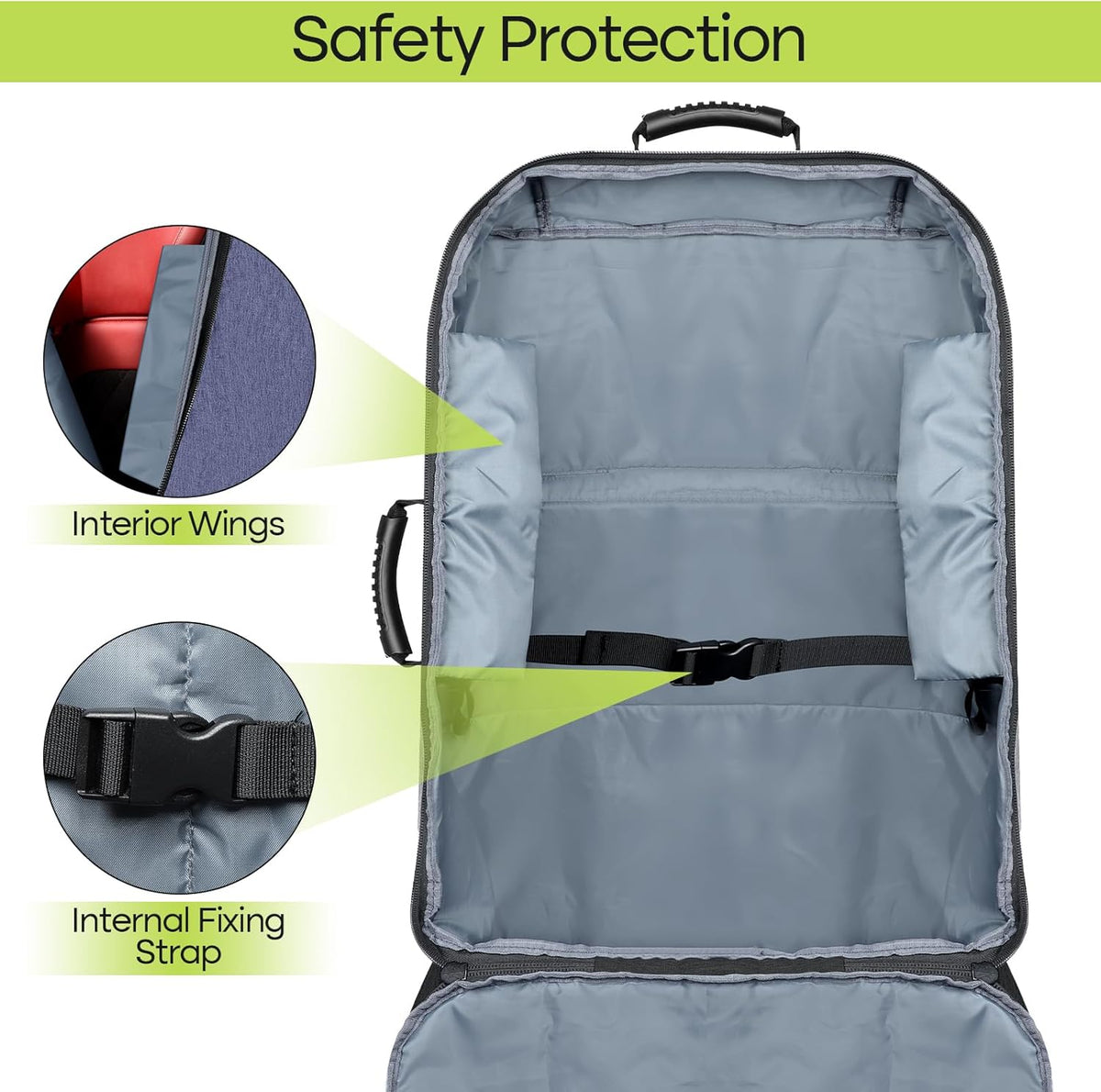 Padded Car Seat Travel Bag for Airplane, Heavy Duty Backpack for Air Travel, Water-Resistant Carrier with Shoulder Strap, Fits Most Car Seats (Black)