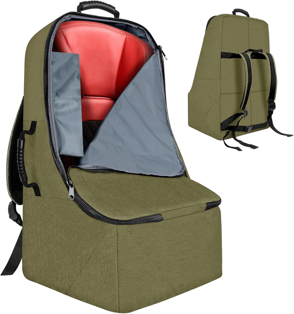 Padded Car Seat Travel Bag for Airplane, Heavy Duty Backpack for Air Travel, Water-Resistant Carrier with Shoulder Strap, Fits Most Car Seats (Black)