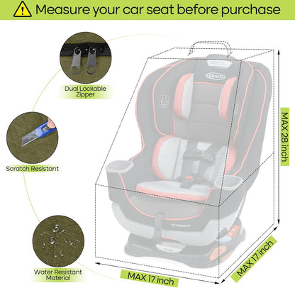 Padded Car Seat Travel Bag for Airplane, Heavy Duty Backpack for Air Travel, Water-Resistant Carrier with Shoulder Strap, Fits Most Car Seats (Black)