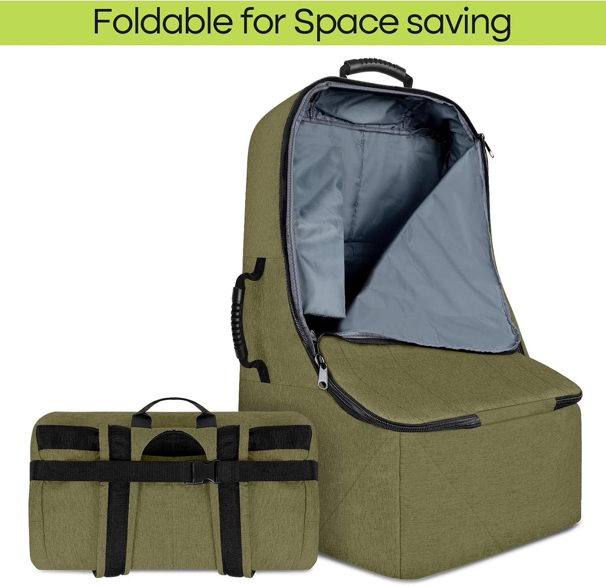 Padded Car Seat Travel Bag for Airplane, Heavy Duty Backpack for Air Travel, Water-Resistant Carrier with Shoulder Strap, Fits Most Car Seats (Black)