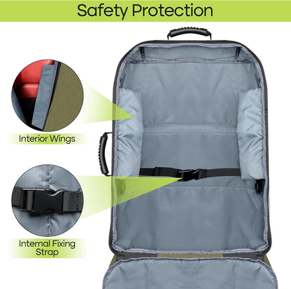 Padded Car Seat Travel Bag for Airplane, Heavy Duty Backpack for Air Travel, Water-Resistant Carrier with Shoulder Strap, Fits Most Car Seats (Black)