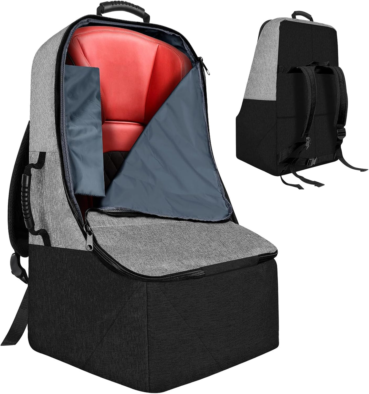 Padded Car Seat Travel Bag for Airplane, Heavy Duty Backpack for Air Travel, Water-Resistant Carrier with Shoulder Strap, Fits Most Car Seats (Black)