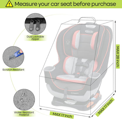 Padded Car Seat Travel Bag for Airplane, Heavy Duty Backpack for Air Travel, Water-Resistant Carrier with Shoulder Strap, Fits Most Car Seats (Black)