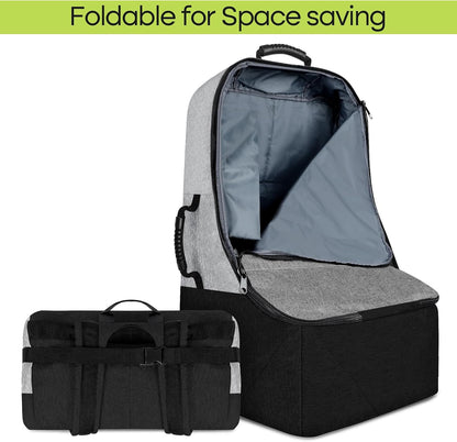 Padded Car Seat Travel Bag for Airplane, Heavy Duty Backpack for Air Travel, Water-Resistant Carrier with Shoulder Strap, Fits Most Car Seats (Black)